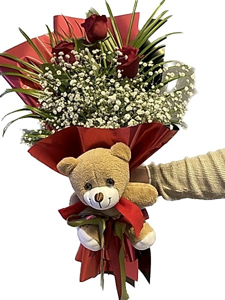 3 Kırmızı Gül Ayıcık