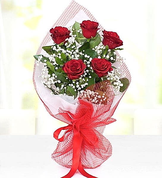 5 Adet Kırmızı Gül Buketi