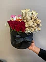 Kutuda Gül ve Ayıcık Aranjmanı
