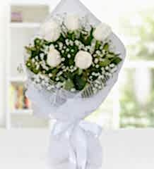 5 Adet Beyaz Gül Buketi