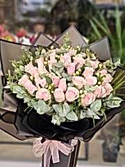 30 ADET Pembe Gül Canlı Çiçek Buketi